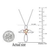 0.25 Carat (ctw) Round Diamond Ladies Angel Wing Pendant 1/4 CT Rose Gold Plated Sterling Silver