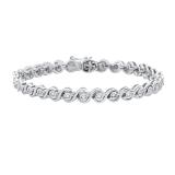0.50 Carat (ctw) Round White Diamond Ladies Illusion Swirl Tennis Bracelet 1/2 CT Sterling Silver
