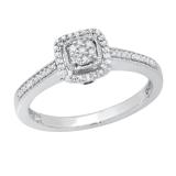 Round Amethyst & White Diamond Ladies Cluster Flower Engagement Ring Sterling Silver