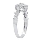 0.11 Carat (ctw) Round White Diamond Ladies Bridal Cluster Engagement Ring Sterling Silver