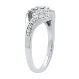 0.25 Carat (ctw) Round White Diamond Ladies Swirl 3 Stone Engagement Ring 1/4 CT Sterling Silver