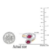 6X4 MM Oval Ruby & Round Diamond Ladies Engagement Ring Sterling Silver with 14K Yellow Gold Plate