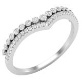 0.25 Carat (ctw) Round White Diamond Ladies Chevron Wedding Band 1/4 CT 10K White Gold