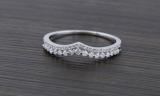 0.25 Carat (ctw) Round White Diamond Ladies Chevron Wedding Band 1/4 CT 10K White Gold
