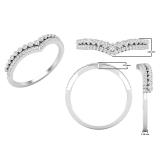 0.25 Carat (ctw) Round White Diamond Ladies Chevron Wedding Band 1/4 CT 10K White Gold