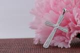 0.10 Carat (ctw) Round White Diamond Ladies Vintage Style Cross Pendant 1/10 CT 10K White Gold