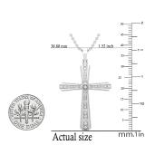 0.10 Carat (ctw) Round White Diamond Ladies Vintage Style Cross Pendant 1/10 CT 14K White Gold