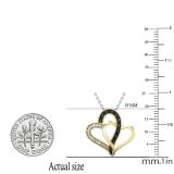 0.04 Carat (ctw) Round Black & White Diamond Ladies Double Heart Pendant 18K Yellow Gold