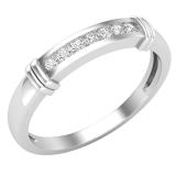 0.10 Carat (ctw) Round White Diamond Mens Fashion Wedding Band 1/10 CT Sterling Silver