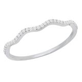 0.10 Carat (ctw) Round White Diamond Bridal Wave Wedding Anniversary Band 1/10 CT Sterling Silver