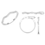 0.10 Carat (ctw) Round White Diamond Bridal Wave Wedding Anniversary Band 1/10 CT Sterling Silver