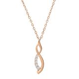 0.08 Carat (ctw) Round White Diamond Ladies Flame Shape Pendant 18K Rose Gold