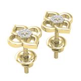 0.06 Carat (ctw) Round White Diamond Ladies Flower Shape Stud Earrings 14K Yellow Gold