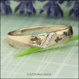 0.06 Carat (ctw) Round White Diamond Mens Cross Ring Wedding Band 14K Yellow Gold