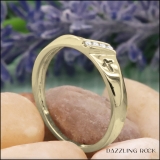 0.06 Carat (ctw) Round White Diamond Mens Cross Ring Wedding Band 14K Yellow Gold