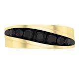 0.80 Carat (ctw) Round Black Diamond Mens Wedding Anniversary Band Ring 3/4 CT 10K Yellow Gold