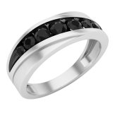 0.80 Carat (ctw) Round Black Diamond Mens Wedding Anniversary Band Ring 3/4 CT Sterling Silver