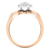 0.20 Carat (ctw) Round White Diamond Ladies Flower Cluster Right Hand Ring 1/5 CT 10K Rose Gold