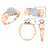 0.20 Carat (ctw) Round White Diamond Ladies Flower Cluster Right Hand Ring 1/5 CT 10K Rose Gold
