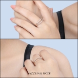 0.20 Carat (ctw) Round White Diamond Ladies Enhancer Guard Double Ring 1/5 CT 10K Rose Gold