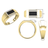 0.40 Carat (ctw) Round Black & White Diamond Mens Rectangle Shape Cluster Ring 10K Yellow Gold