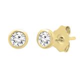 0.25 Carat (ctw) Round White Diamond Ladies Solitaire Stud Earrings 1/4 CT 10K Yellow Gold