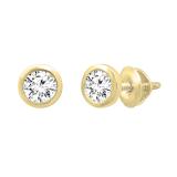 0.25 Carat (ctw) Round White Diamond Ladies Solitaire Stud Earrings 1/4 CT 14K Yellow Gold
