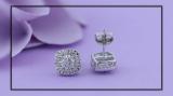 0.10 Carat (ctw) Round White Diamond Ladies Cluster Style Stud Earrings 1/10 CT Sterling Silver