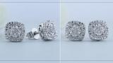 0.10 Carat (ctw) Round White Diamond Ladies Cluster Style Stud Earrings 1/10 CT Sterling Silver