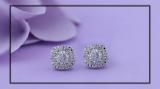 0.10 Carat (ctw) Round White Diamond Ladies Cluster Style Stud Earrings 1/10 CT Sterling Silver