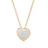0.25 Carat (ctw) Round & Baguette White Diamond Ladies Heart Shape Pendant 1/4 CT 10K Yellow Gold