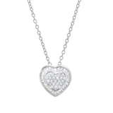 0.25 Carat (ctw) Round & Baguette White Diamond Ladies Heart Shape Pendant 1/4 CT Sterling Silver