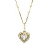 0.13 Carat (ctw) Round White Diamond Ladies Double Heart Pendant 10K Yellow Gold