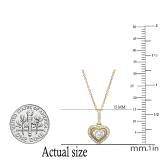 0.13 Carat (ctw) Round White Diamond Ladies Double Heart Pendant 10K Yellow Gold