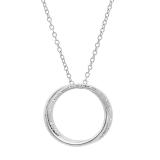 0.02 Carat (ctw) Round White Diamond Ladies Circle Pendant (Silver Chain Included) Sterling Silver