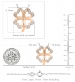 0.03 Carat (ctw) Round White Diamond Ladies Heart Shape Leaf Clover Pendant 18K Rose Gold