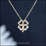 0.03 Carat (ctw) Round White Diamond Ladies Heart Shape Leaf Clover Pendant 14K Yellow Gold