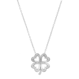 0.03 Carat (ctw) Round White Diamond Ladies Heart Shape Leaf Clover Pendant Sterling Silver