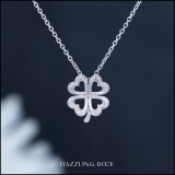 0.03 Carat (ctw) Round White Diamond Ladies Heart Shape Leaf Clover Pendant Sterling Silver