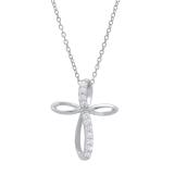 0.12 Carat (ctw) Round White Diamond Ladies Infinity Loop Cross Pendant Sterling Silver