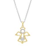 0.03 Carat (ctw) Round White Diamond Ladies Heart Guardian Angel Pendant 10K Yellow Gold