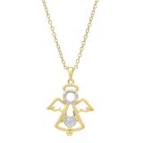 0.03 Carat (ctw) Round White Diamond Ladies Heart Guardian Angel Pendant 10K Yellow Gold