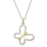 0.03 Carat (ctw) Round White Diamond Ladies Butterfly Pendant 14K Yellow Gold
