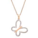 0.03 Carat (ctw) Round White Diamond Ladies Butterfly Pendant 10K Rose Gold