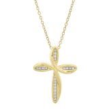 0.05 Carat (ctw) Round White Diamond Ladies Loop Cross Pendant 10K Yellow Gold