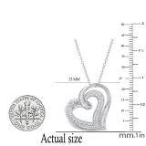 0.50 Carat (ctw) Round & Baguette White Diamond Ladies Double Heart Pendant 1/2 CT 18K White Gold