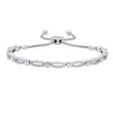 0.50 Carat (ctw) Round White Diamond Ladies Double Row Link Bracelet 1/2 CT Sterling Silver