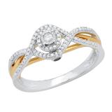 Round Amethyst & White Diamond Ladies Swirl Split Shank Halo Engagement Ring  Yellow Plated Sterling Silver