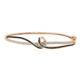 0.15 Carat (ctw) Round Blue & White Diamond Twisted Bangle Bracelet for Women in 14K Rose Gold