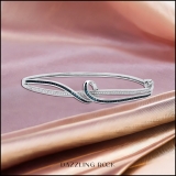 0.15 Carat (ctw) Round Blue & White Diamond Twisted Bangle Bracelet for Women in 925 Sterling Silver